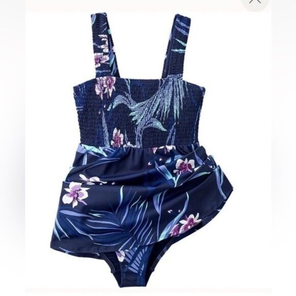 Lands' End Smocked  Swim Dress blue - Picture 7 of 7